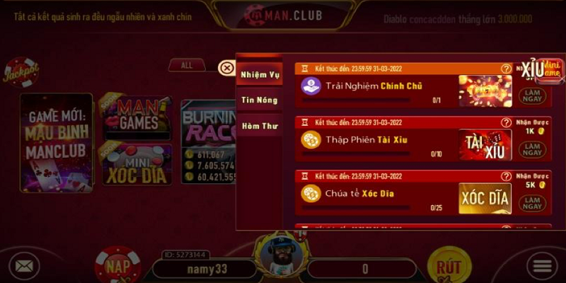 Kho game giải trí cực chất tại Man Club